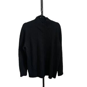 Lands' End-Classic-Cashmere-Crewneck Sweater-Black-Soft‎ Knit-Fall-Women's-14–16
